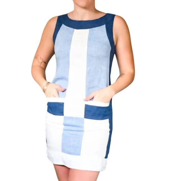 Sartoria Saracena Made in Italy Linen Colorblock Tunic Dress L $200 - Picture 2 of 5